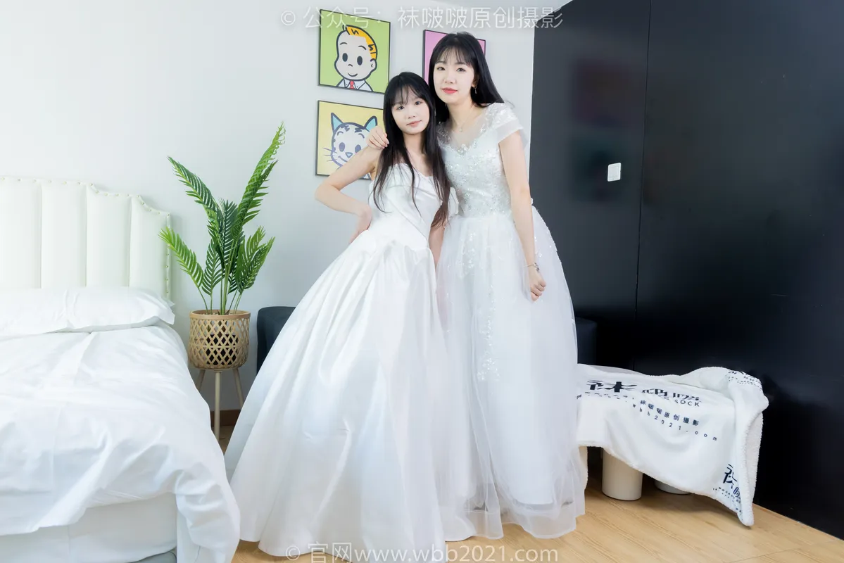 BoBoSocks袜啵啵 No.510 小甜豆&甜甜圈-两双高跟鞋、薄肉丝、薄白丝、婚纱主题、互相帮对方腿脚涂抹 - BoBoSocks袜啵啵